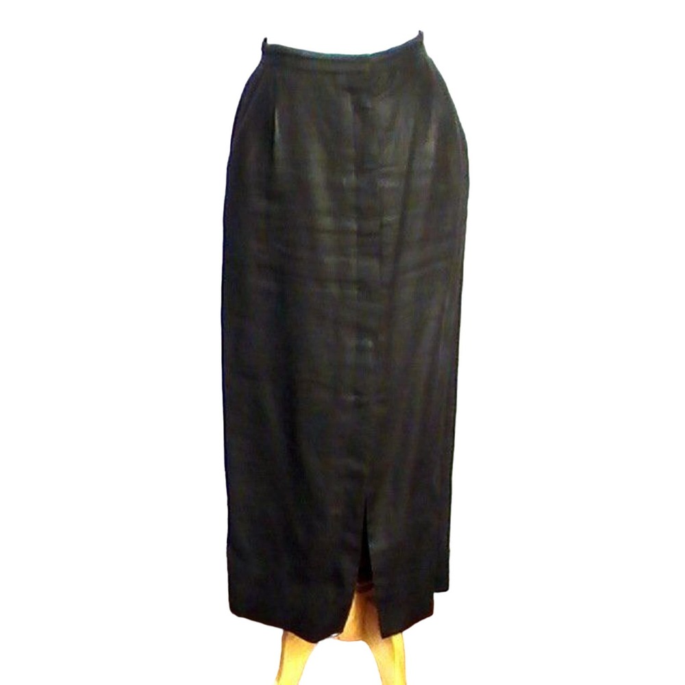 Preston & York Women's Long Button Front Skirt Black Lined Size 8